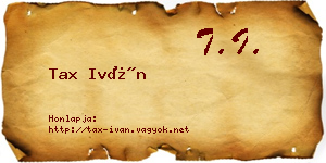 Tax Iván névjegykártya
